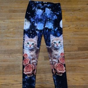 Junior’s Cat Rose Galaxy Print Leggings